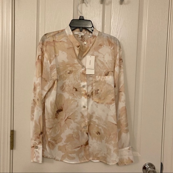 Vince Magnolia Band Collar Blouse Size S - Picture 3 of 7